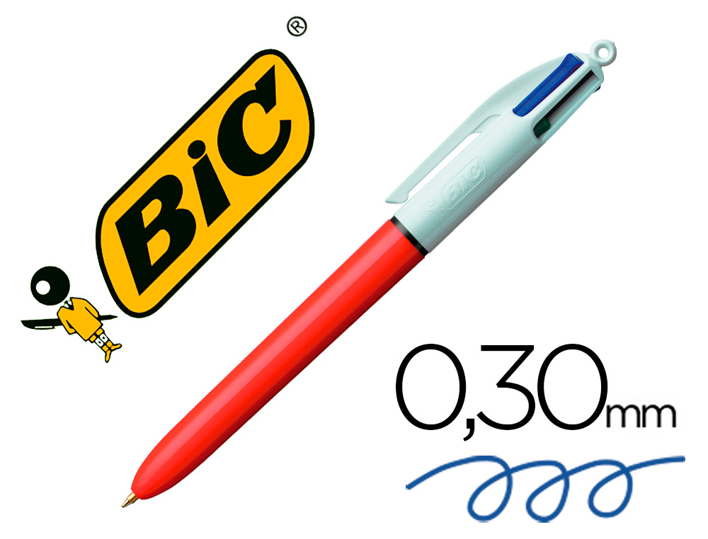 BOLIGRAFO BIC CUATRO COLORES PUNTA FINA 0,8 MM