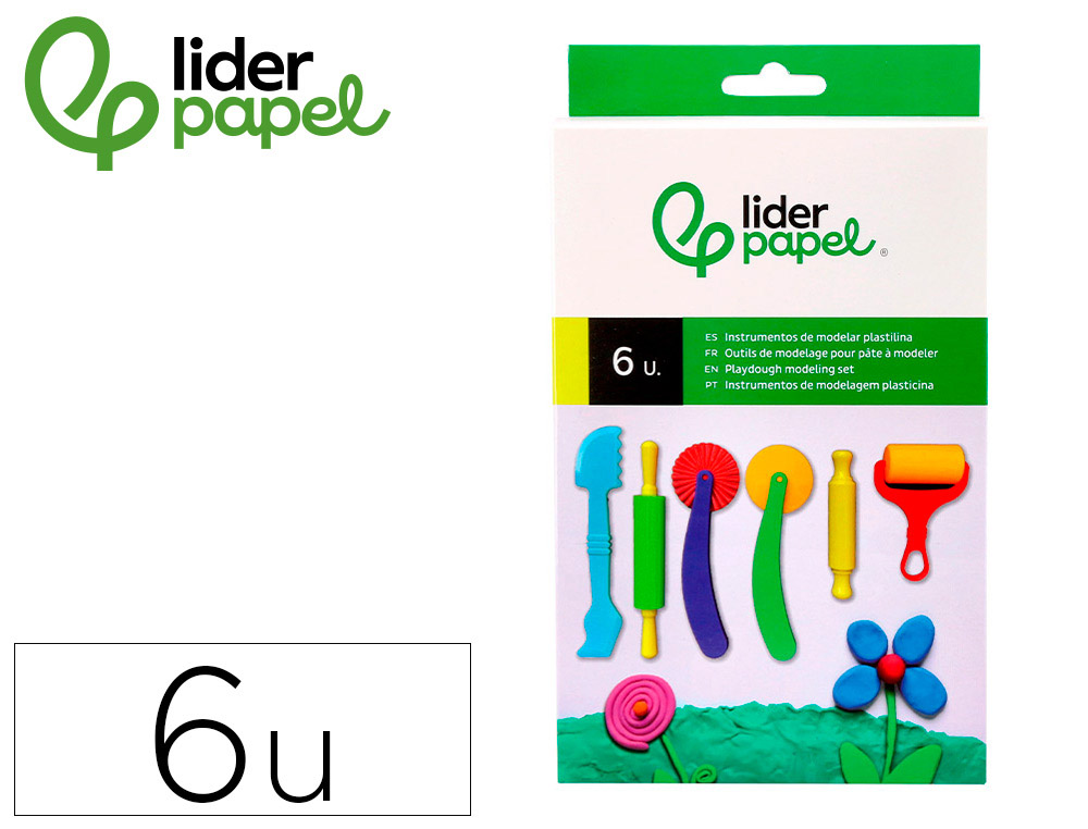 INSTRUMENTOS DE MODELAR LIDERPAPEL PARA PLASTILINA CAJA DE 6 PIEZAS SURTIDAS