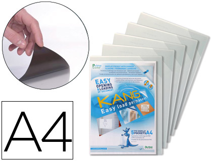 FUNDA DE PRESENTACION DJOIS ADHESIVA PERMANENTE RIGIDA Y ANTI REFLEJO DIN A4 PACK 5 UNIDADES