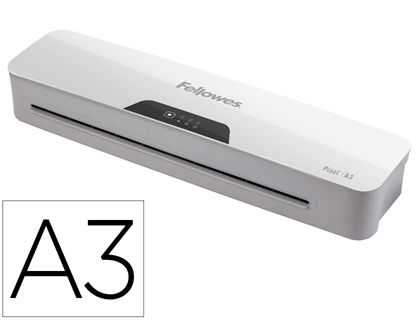 PLASTIFICADORA FELLOWES PIXEL A3 2 RODILLOS SISTEMA ANTIATASCO APAGADO AUTOMATICO HASTA 125 MC