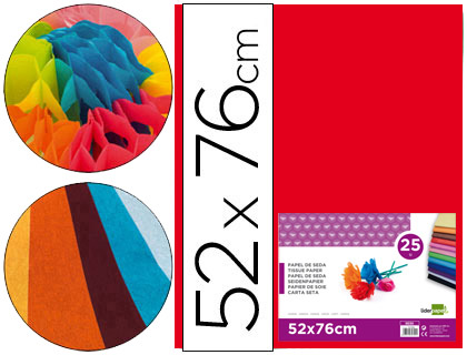 PAPEL SEDA LIDERPAPEL ROJO 52X76 CM 18 GR -PAQUETE DE 25 HOJAS