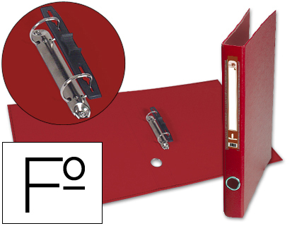 CARPETA DE 2 ANILLAS 25MM MIXT AS LIDERPAPEL FOLIO FORRADO PAPERCOAT CON OLLAO Y TARJETERO COMPRESOR PLASTICO ROJO