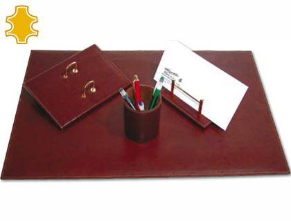 ESCRIBANIA SOBREMESA Q-CONNECT ARTESANIA DE PIEL JUEGO DE 4 PIEZAS 40X60X0,6 CM FABRICADA EN UBRIQUE