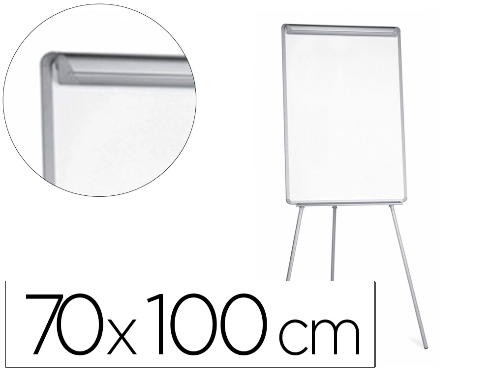 PIZARRA BLANCA Q-CONNECT CON TRIPODE 90X70X195CM Y BRAZOS EXTENSIBLES PARA CONFERENCIAS SUPERFICIE LAMINADA