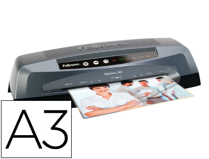 PLASTIFICADORA FELLOWES NEPTUNO DIN A3 DE 4 RODILLOS FRIO Y CALIENTE HASTA 175 MICRAS 570X125X180MM