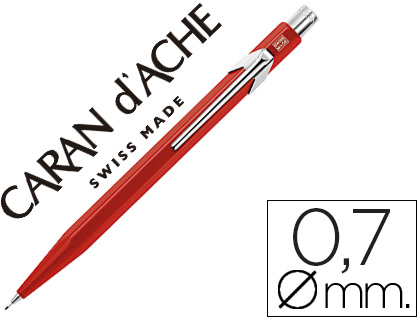 PORTAMINAS CARAN D'ACHE 844 0,7MM CUERPO ROJO ADORNOS CROMADOS