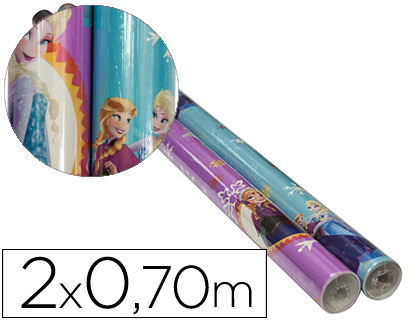 PAPEL DE REGALO INFANTIL FROZEN ROLLO ANCHO 70 CM LONGITUD 2 M MODELOS SURTIDOS GRAMAJE 60 GR